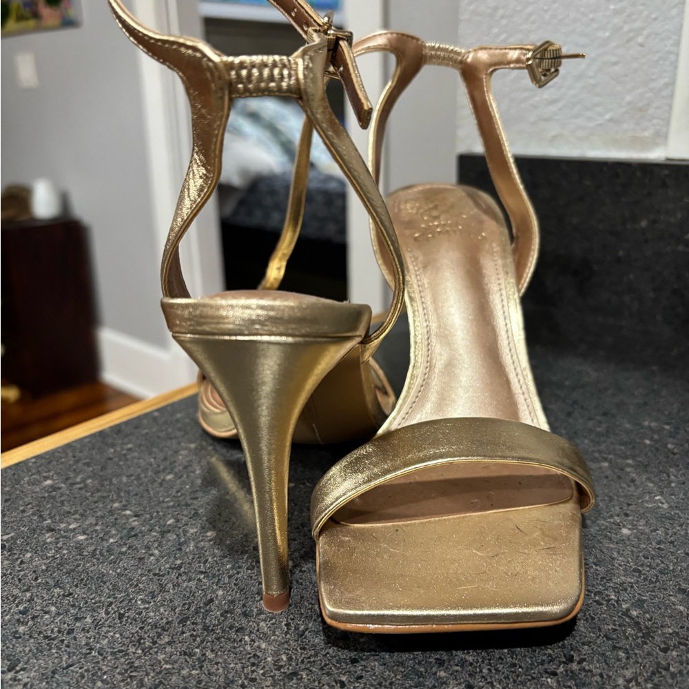 Vince Camuto Gold Stiletto Heels with square toe